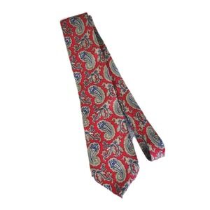Men's Vintage Christian Dior  Red Paisley Silk Tie-56Lx3.5W